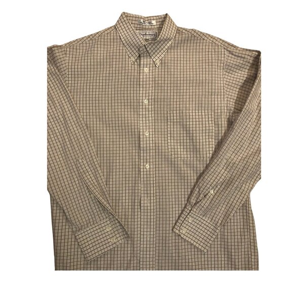 Burberry Plaid Tan Long Sleeve Mens Button Down Shirt size 15 1/2  33 - Picture 2 of 5
